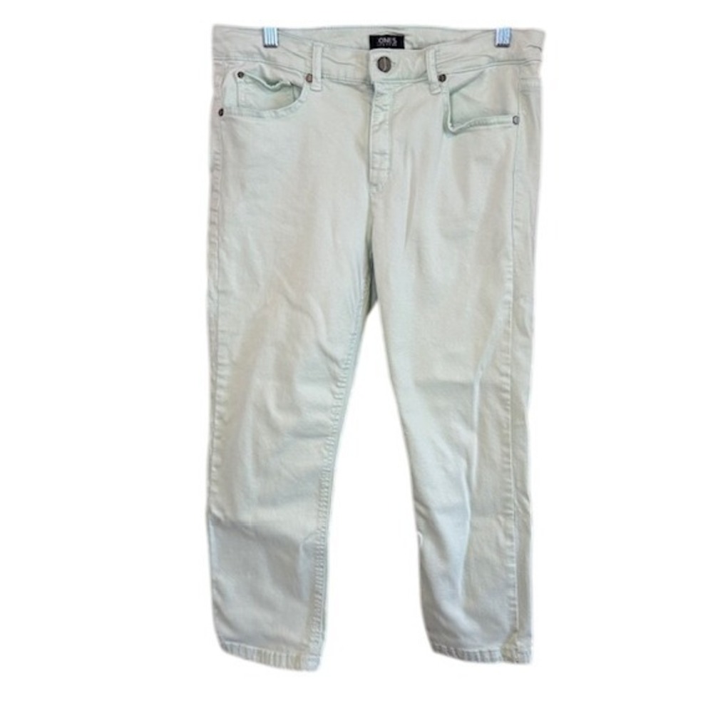 Jones New York Women's Mint Green Classic Stretch Cropped Capri Denim Pants 8